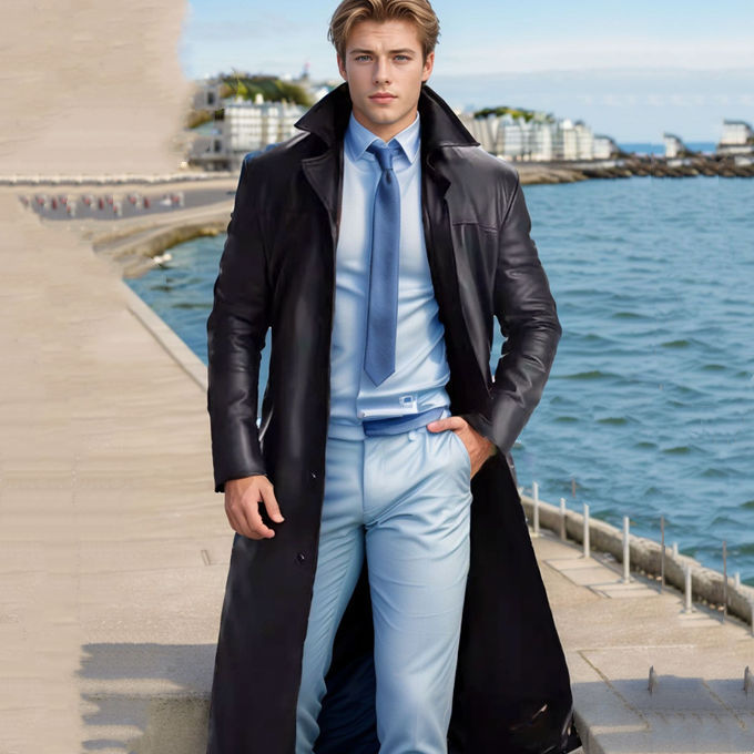 楽天市場】レザーコート レザージャケット メンズ ロングレザーコート