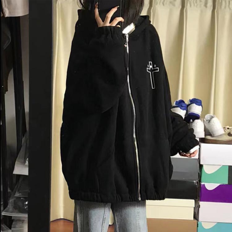 楽天市場】クロス柄 十字架 地雷系 トップス アウター フード付き 服