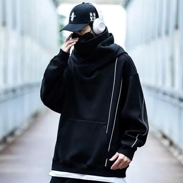 楽天市場】ハイネック メンズ パイピング パーカー 首元 パーカー プル