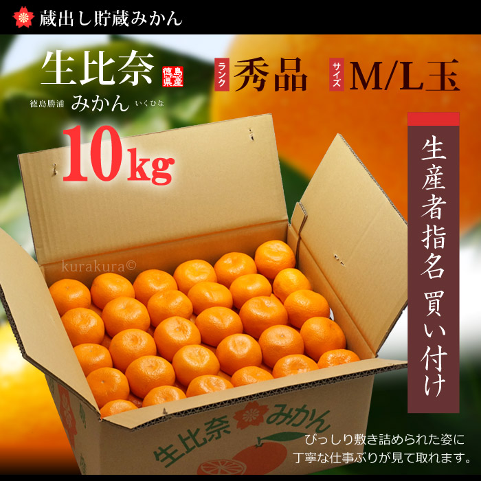 楽天市場】蔵出し 生比奈 みかん (約10kg) 徳島県勝浦町産 秀品 蔵出し
