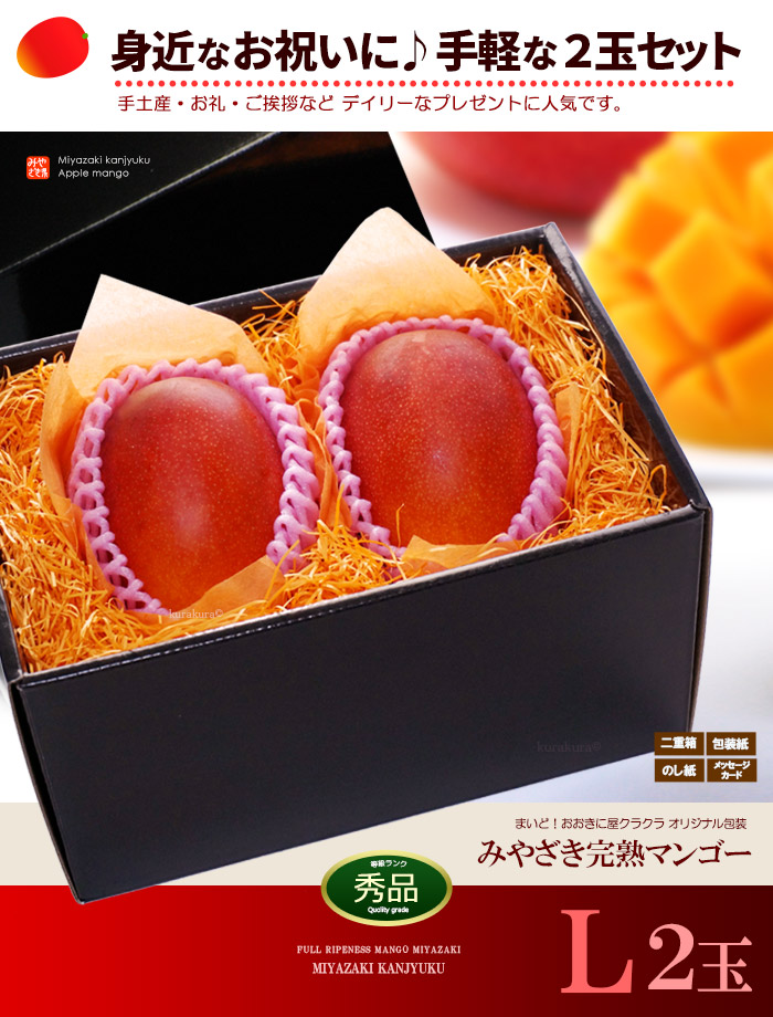 楽天市場】宮崎マンゴー (L×2玉/約600g) 宮崎産 赤秀～青秀 宮崎完熟
