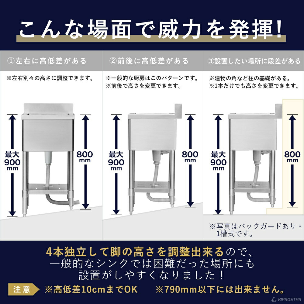 楽天市場】シンク 業務用 1槽式 600×600×高さ800 600-600【業務用