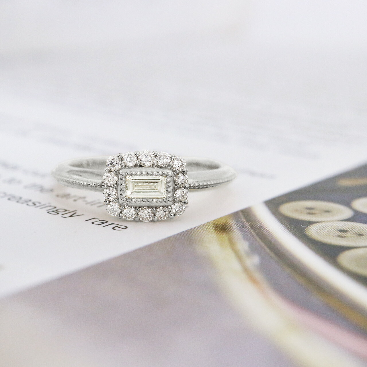 楽天市場】pt900 バゲットダイヤ リング ダイヤモンド 指輪 0.3ct