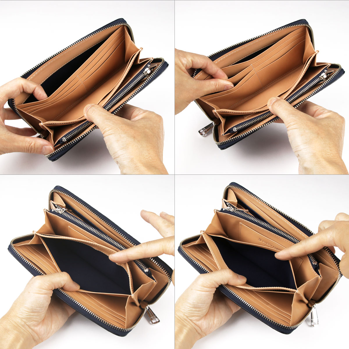 楽天市場】長財布 ラウンド ラウンドファスナー 大容量 藍染め 型押し