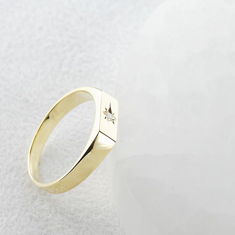 楽天市場】【10%OFFセール】18金 印台 リング ダイヤモンド メンズ