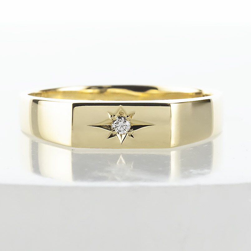 楽天市場】【10%OFFセール】18金 印台 リング ダイヤモンド メンズ