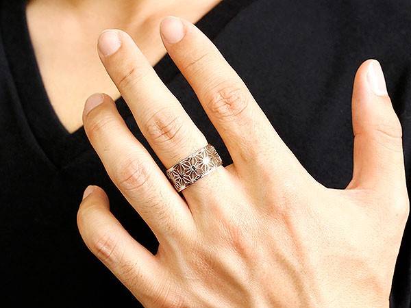 楽天市場】シルバー リング 幅広 太め シルバー 麻の葉 模様 和柄 切子