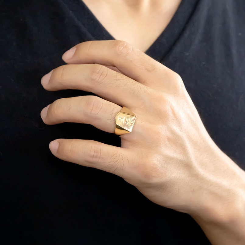 楽天市場】【10%OFFセール】ゴールド リング メンズ 将棋 指輪 王将