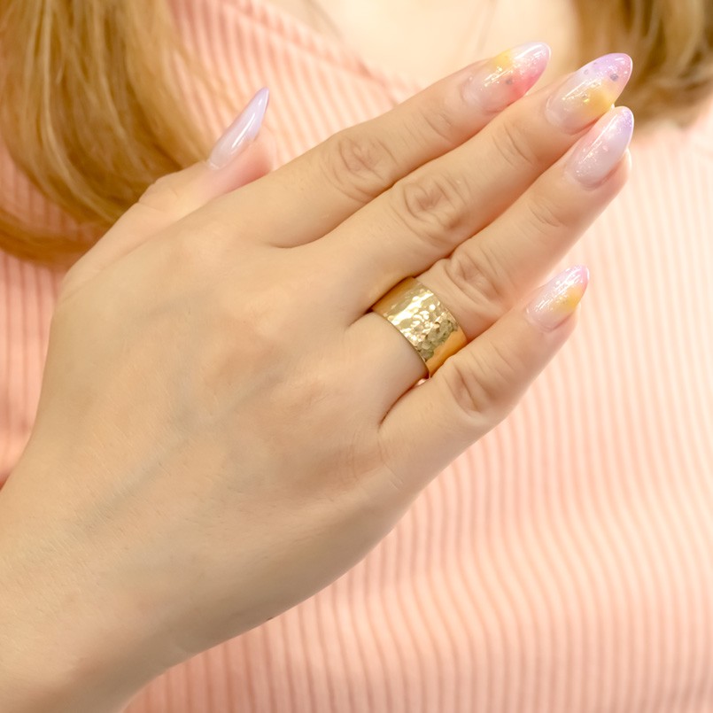 楽天市場】10金 リング イエローゴールドk10 槌打ち 指輪 槌目 幅広