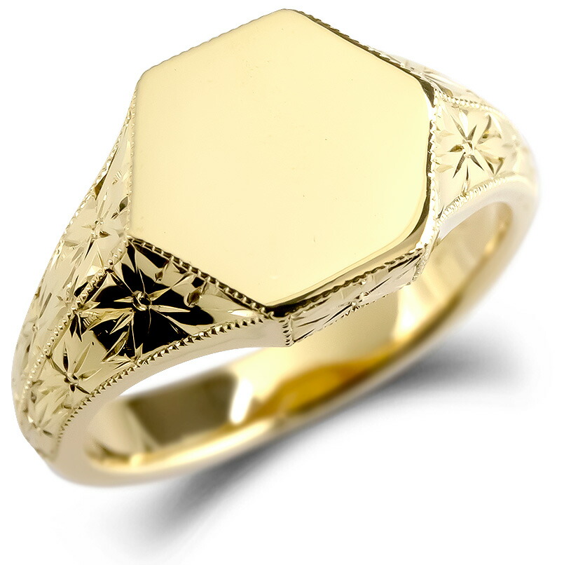 楽天市場】10金 リング 印台 シグネットリング 指輪 イエローゴールド