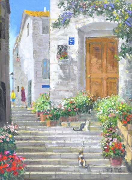 楽天市場】日本の名画 絵画 油絵 肉筆絵画 SMサイズ NO.13 「花の階段