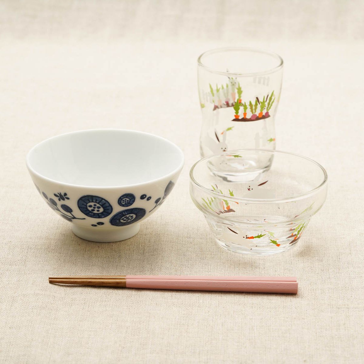 楽天市場】つよいこグラス うさぎ3点セット グラス2サイズ・ボウル