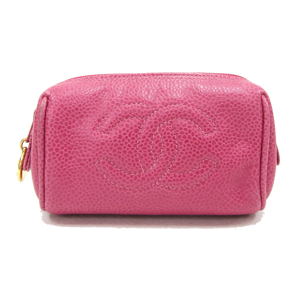 楽天市場】シャネル ポーチ ココマーク ピンク キャビアスキン 中古