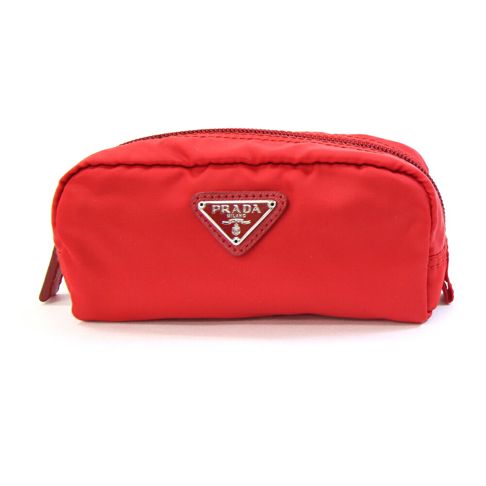 楽天市場】プラダ ポーチ 1N0175 レッド ナイロン 中古 ミニ コスメ