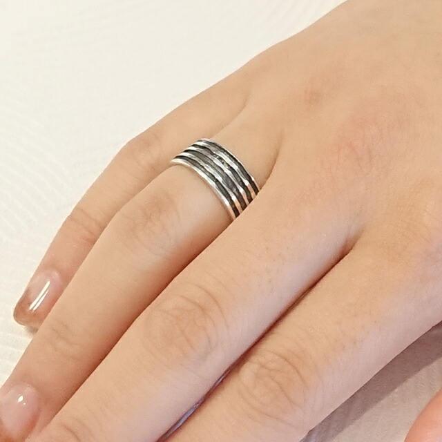 楽天市場】シルバーリング 指輪 ストライプ しましま 溝 3本線 メンズ