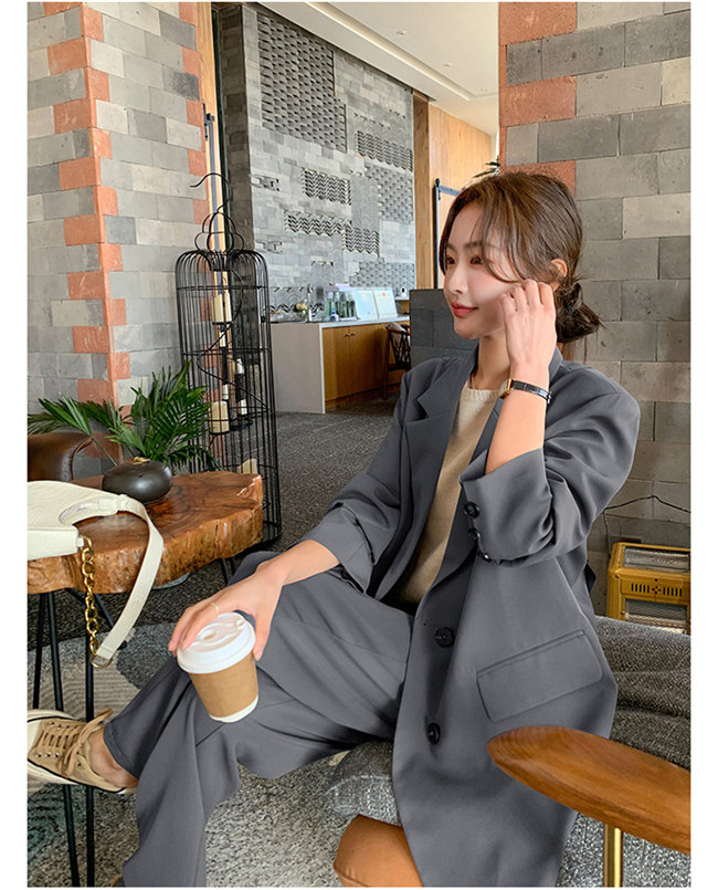 楽天市場】グレー パンツスーツ 2点セット ビジネススーツ スーツ