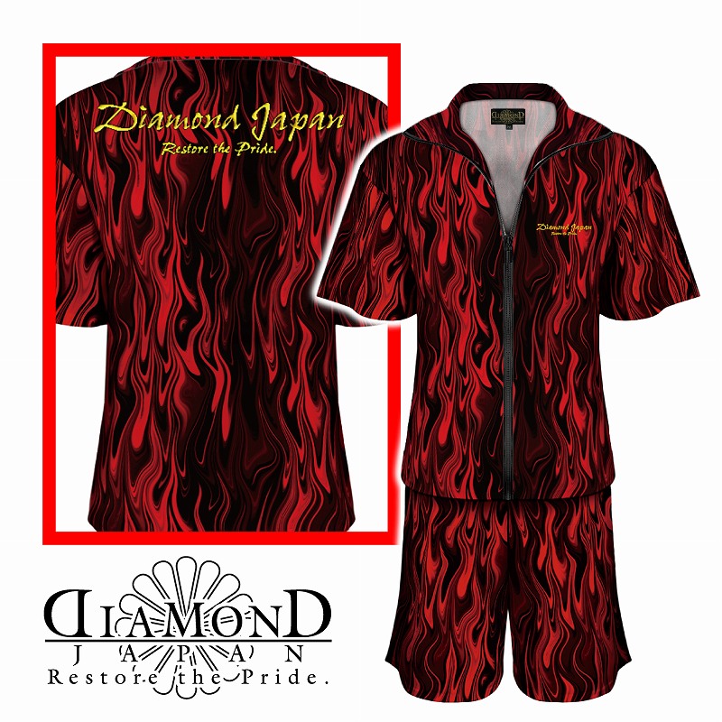 楽天市場】赤まだら総柄 黒 赤 半袖 セットアップ ジャージ (半袖+半
