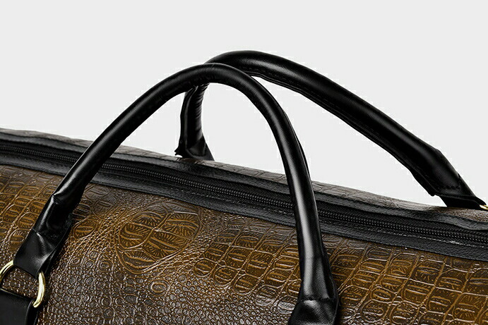 楽天市場】クロコ柄 大型 ボストンバッグ 大容量 旅行カバン 081 黒 茶