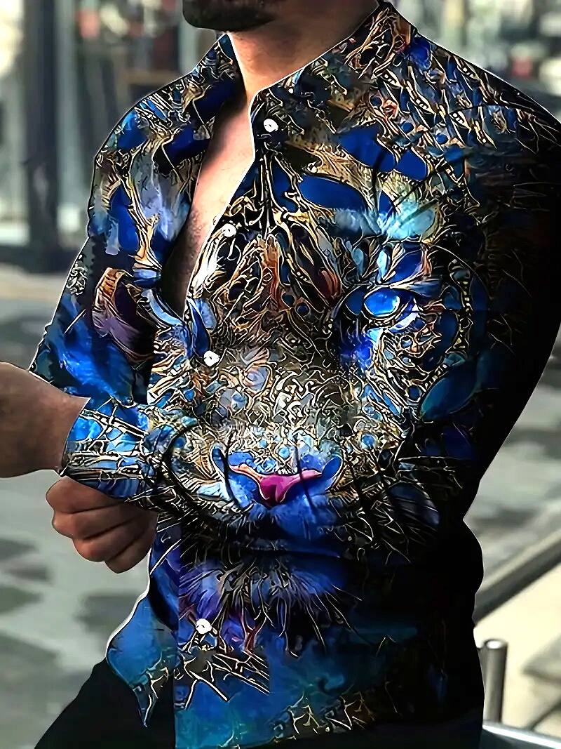 楽天市場】青豹柄 長袖シャツ 042 柄シャツ バロック柄 Yシャツ ドレス