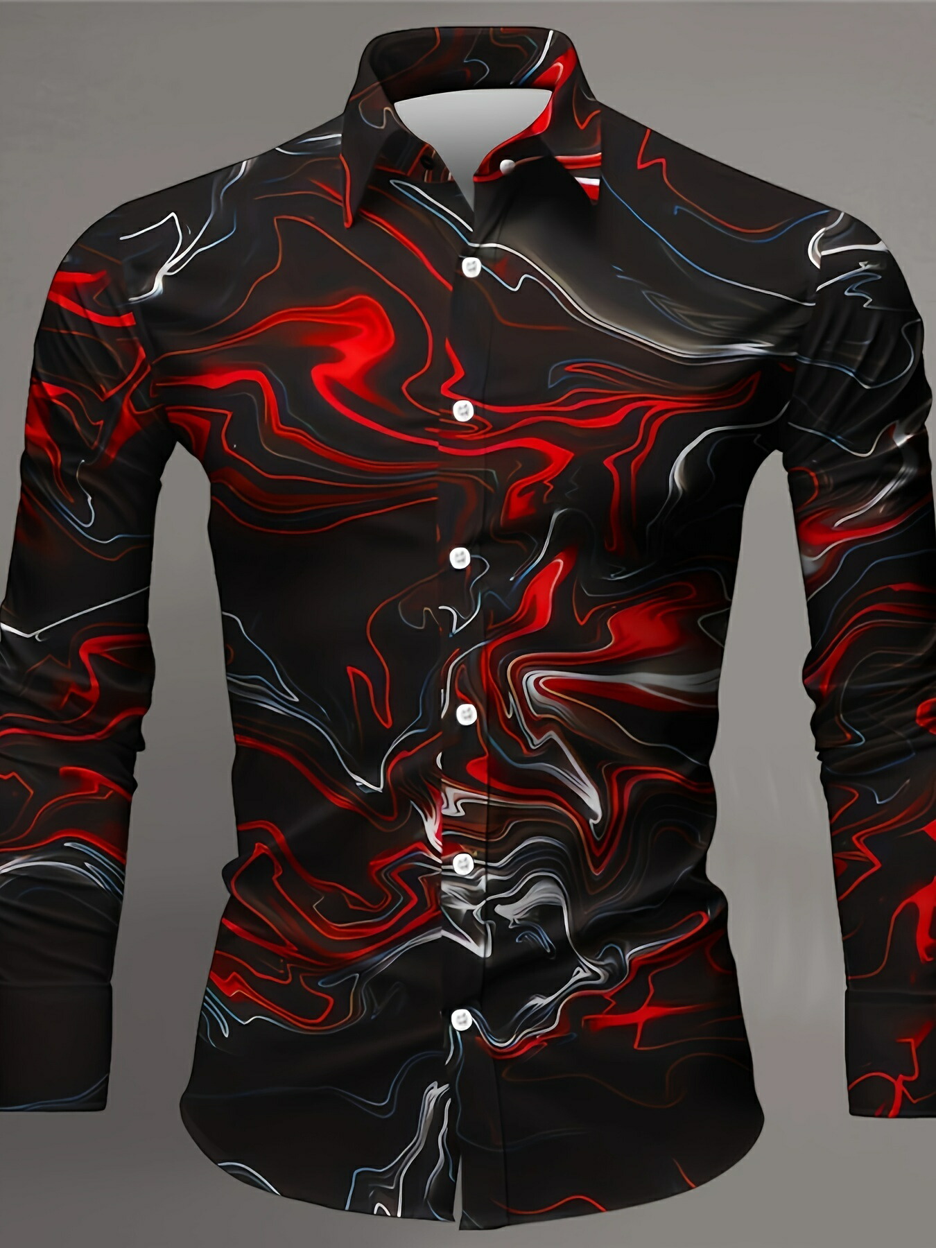 楽天市場】マーブル柄 長袖シャツ 167 赤×黒 ドレスシャツ Yシャツ 柄