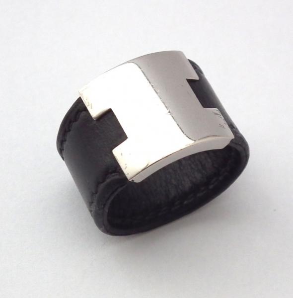 楽天市場】エルメス 指輪 ルーリーリング レザー H金具 ブラック ＃19