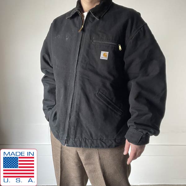 楽天市場】00s USA製 Carhartt J01 デトロイト ジャケット 黒 48TALL