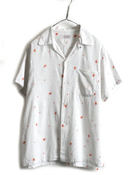 楽天市場】50s ☆ カスリ アトミック 総柄 ループ留め オープンカラー