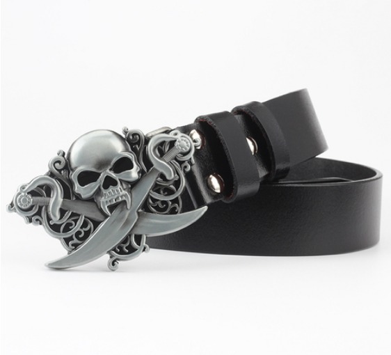 楽天市場】スカルバックルベルト 牛革 パンクスタイル ロック ゴースト