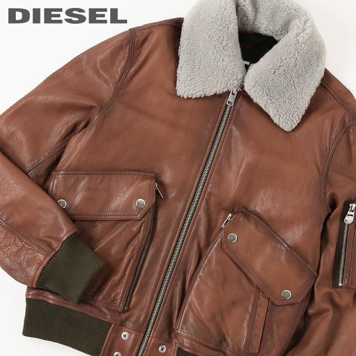 楽天市場】□DIESEL ディーゼル メンズ□ボア襟着脱式 牛革 羊革 本革