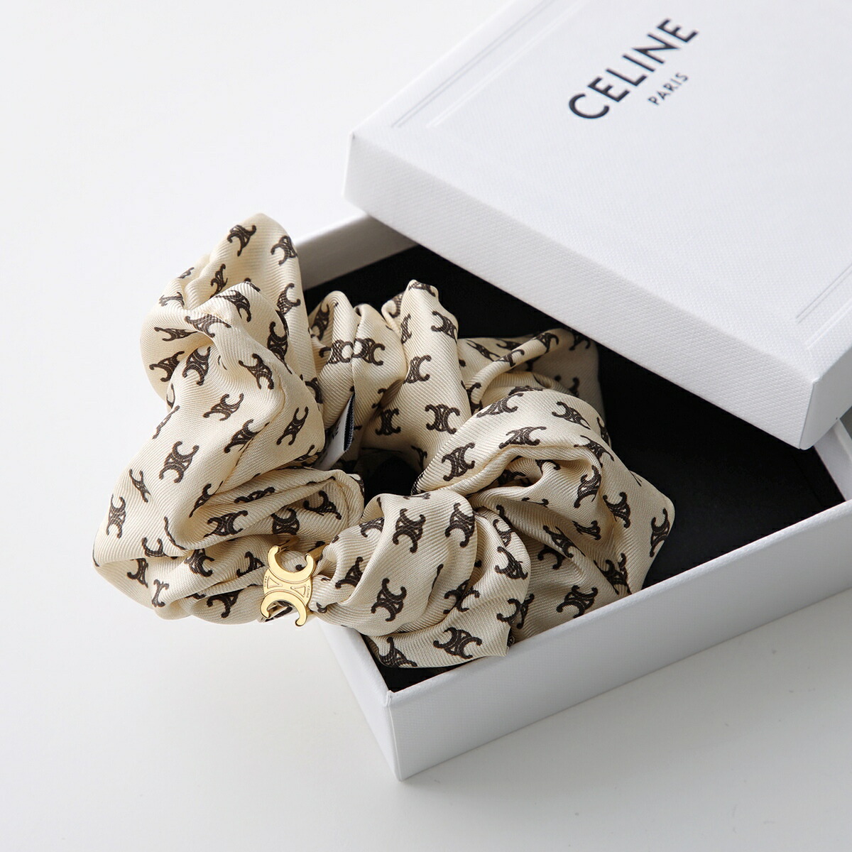 楽天市場】CELINE セリーヌ シュシュ Mini Triomphe Scrunchy