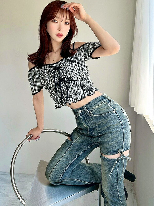 楽天市場】RESEXXY リゼクシー デニム パンツ カット アウト リボン