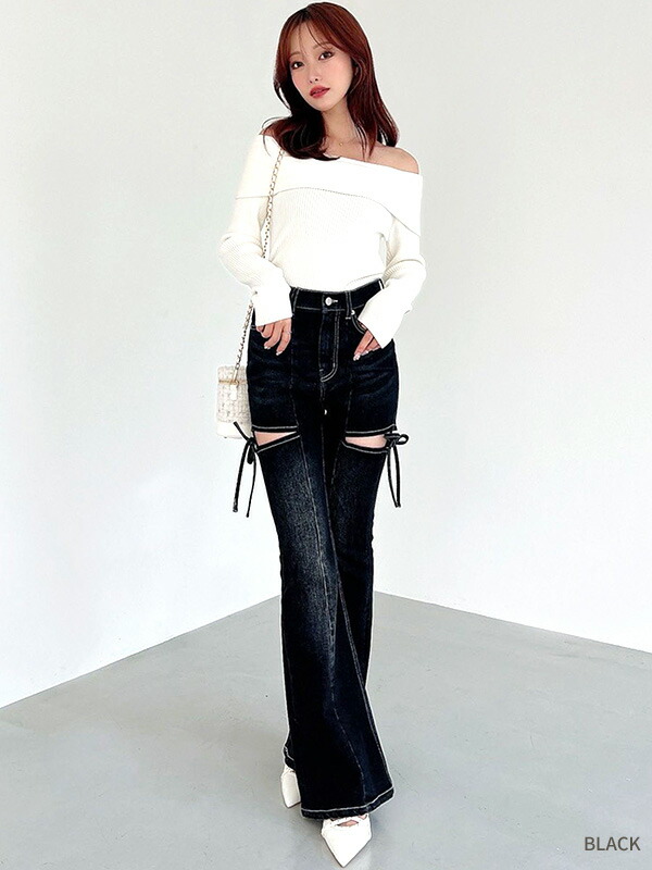 楽天市場】RESEXXY リゼクシー デニム パンツ カット アウト リボン