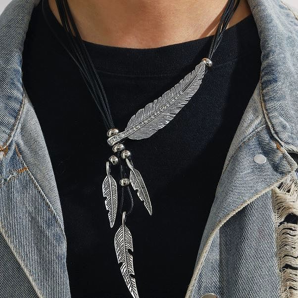 楽天市場】フェザー ネックレス メンズ キュービックジルコニア