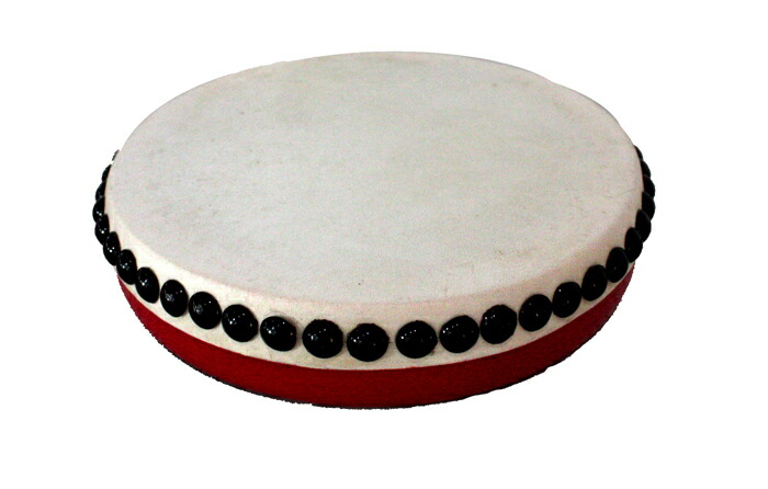 楽天市場】エイサー用太鼓パーランクー(小) 水牛皮 直径15cm バチ1本