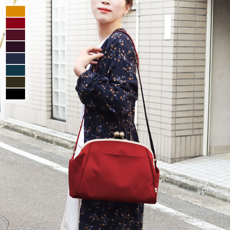 楽天市場】【在庫商品】大玉がま口ショルダーバッグ【帆布・無地