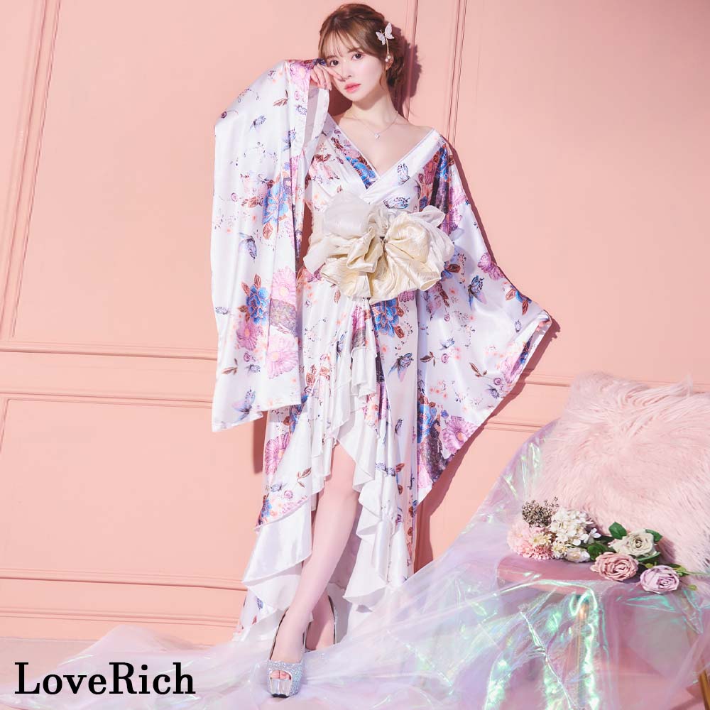 楽天市場】【高級ライン】1283蝶々柄 フリル 花柄 ロング 豪華 帯 花魁