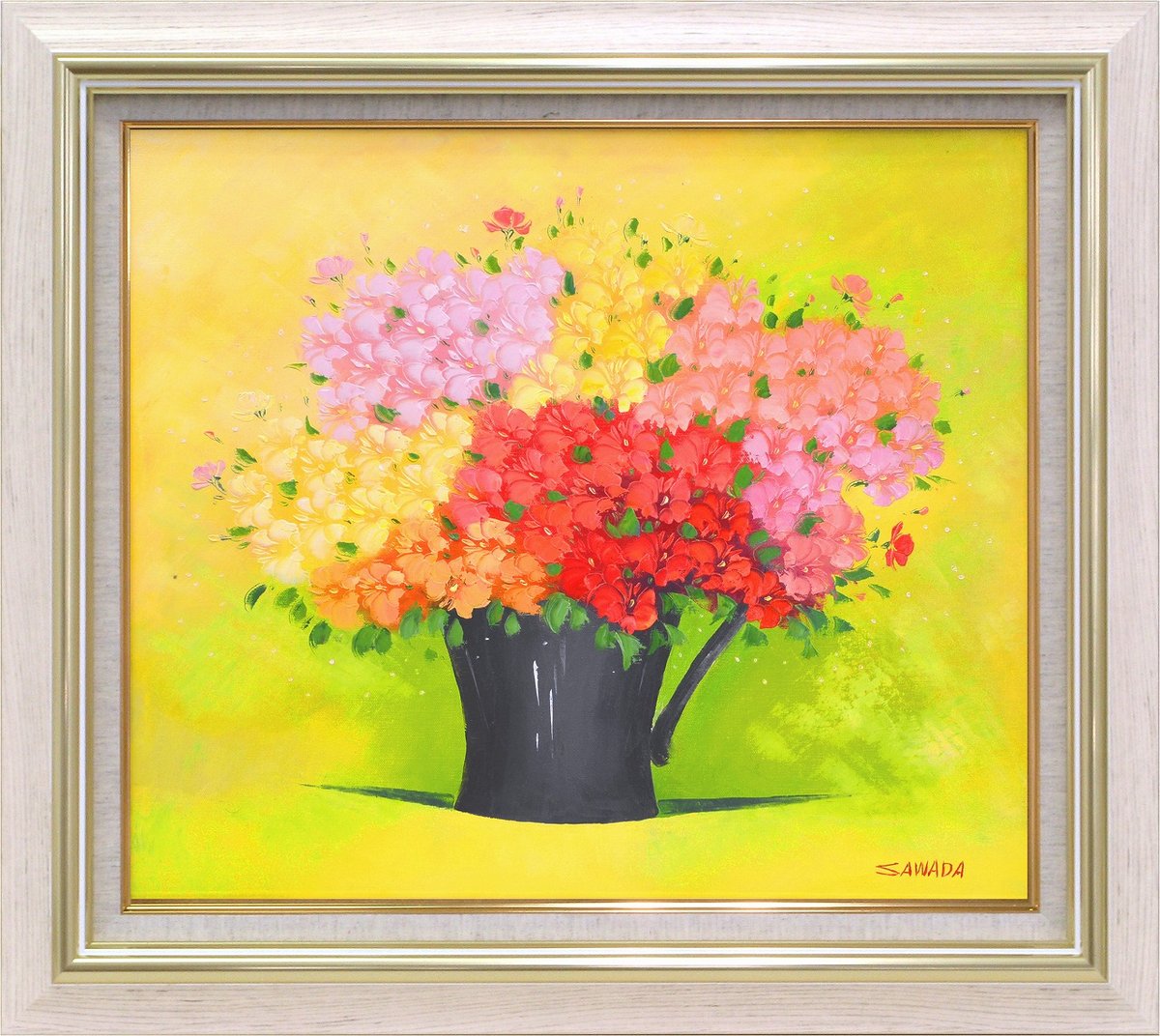 楽天市場】【スーパーSALE10％OFF】手描き油絵 沢田 雅士 小花(背景黄