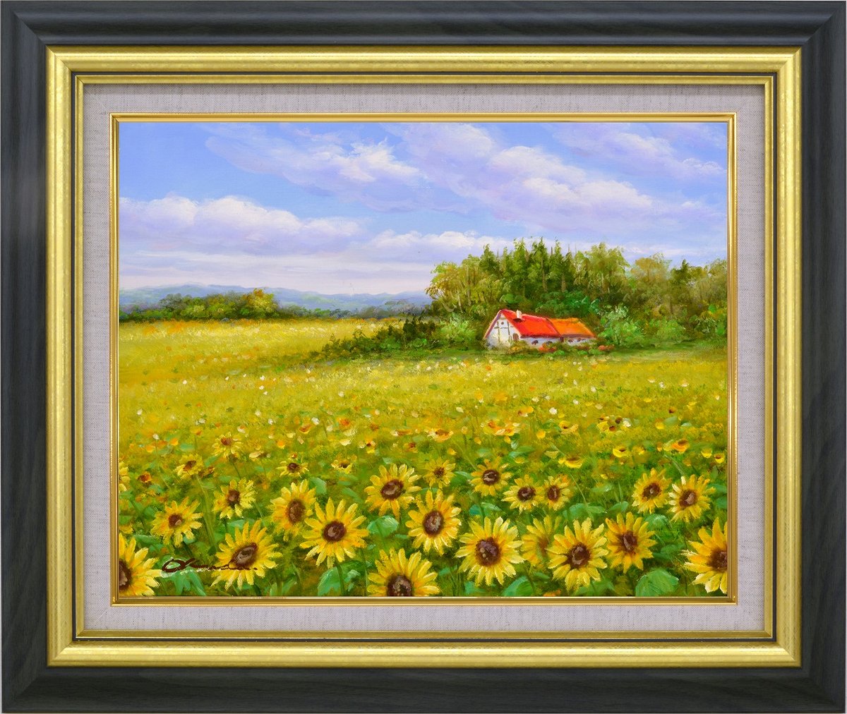 楽天市場】【スーパーSALE10％OFF】手描き油絵 奥田 ひとみ ひまわり畑