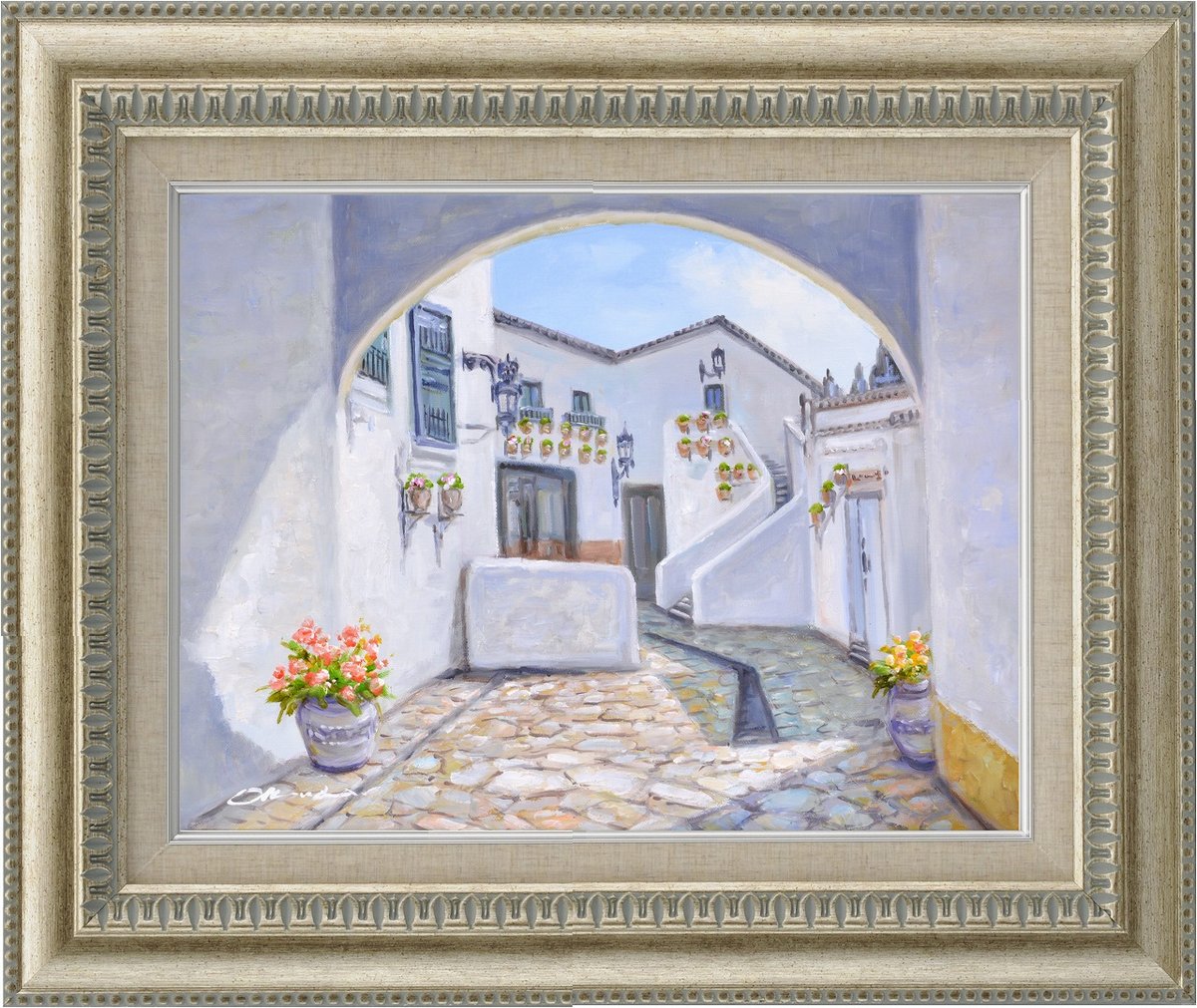 楽天市場】【スーパーSALE10％OFF】手描き油絵 奥田 ひとみ 石畳の