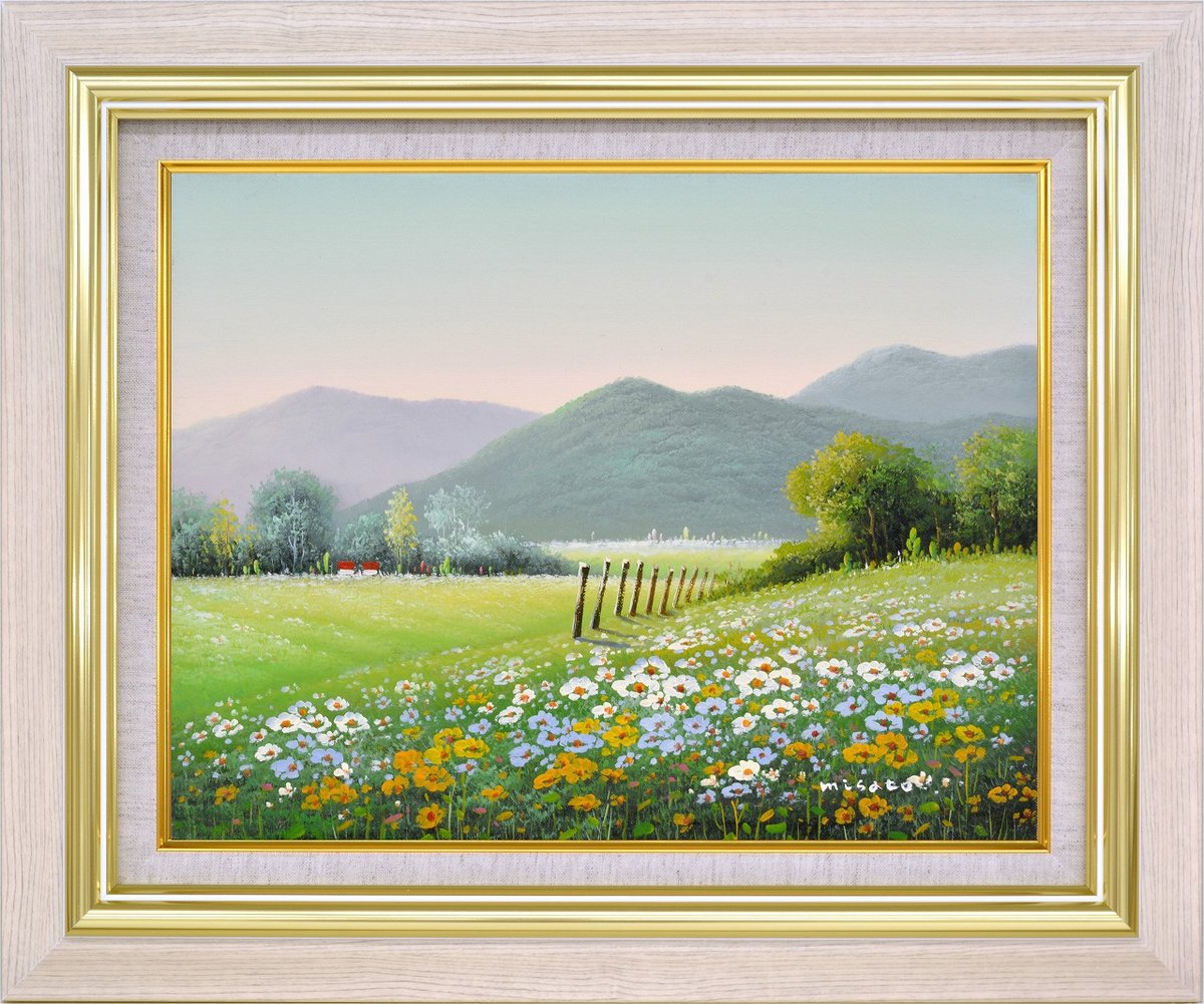 楽天市場】【スーパーSALE10％OFF】手描き油絵 沢井 美里 朝の花畑 F6