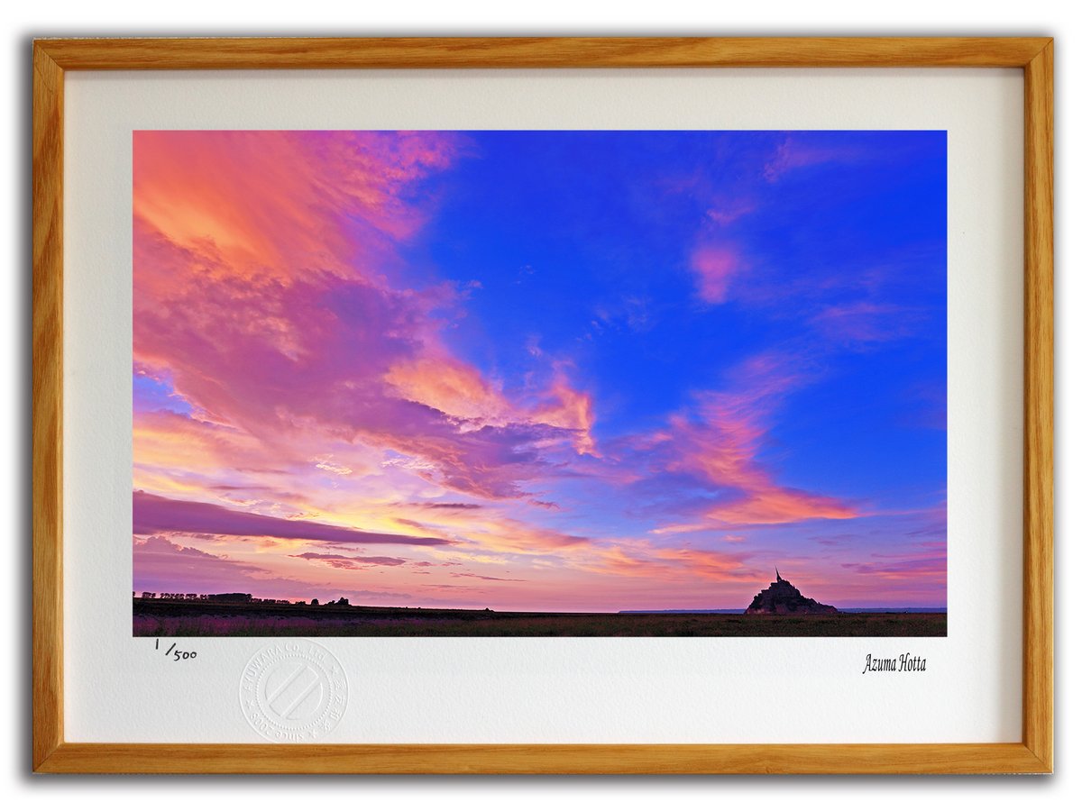 楽天市場】【スーパーSALE半額】版画 絵画 夕焼けのモンサンミッシェル