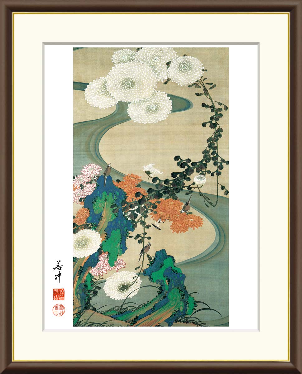 楽天市場】【スーパーSALE10％OFF】10年保証 名画 油絵 菊花流水図