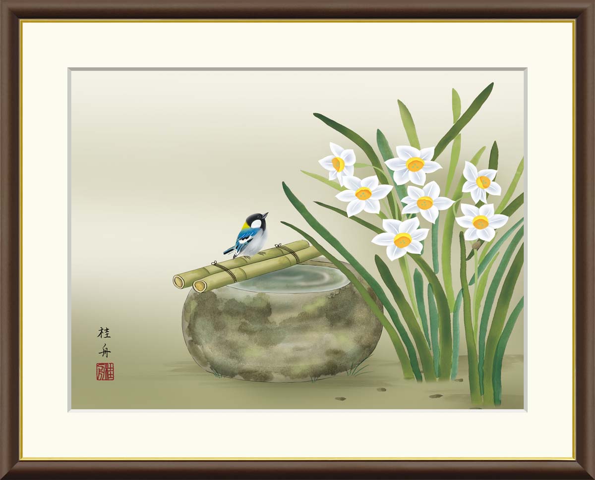 楽天市場】【スーパーSALE10％OFF】10年保証 名画 油絵 水仙に小鳥