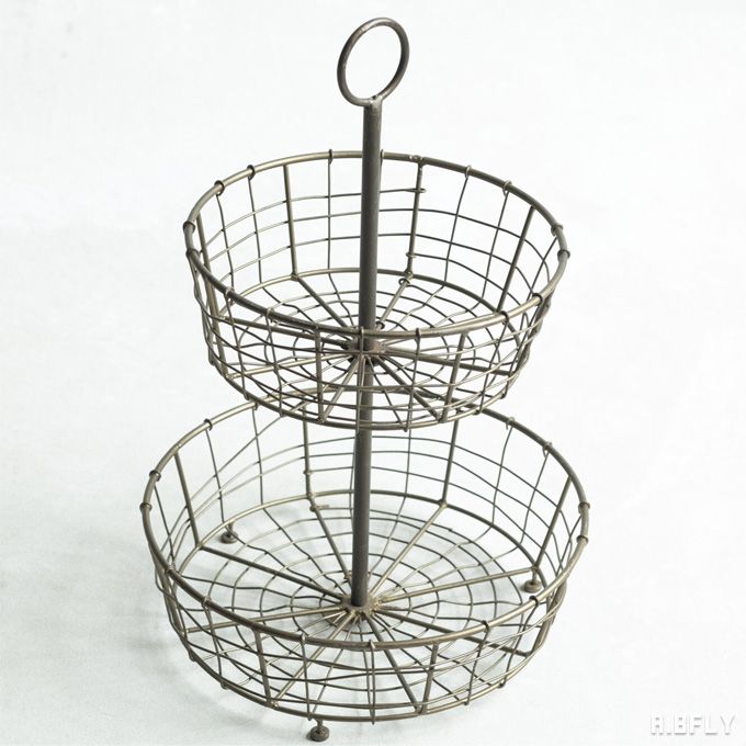 楽天市場】ワイヤーバスケット 2段バスケット スチールワイヤー