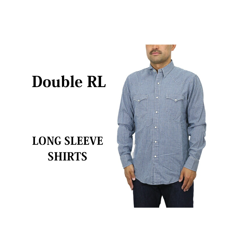 送料無料/超美品 RRL 幾何学模様 デニムウエスタンシャツ 長袖（L