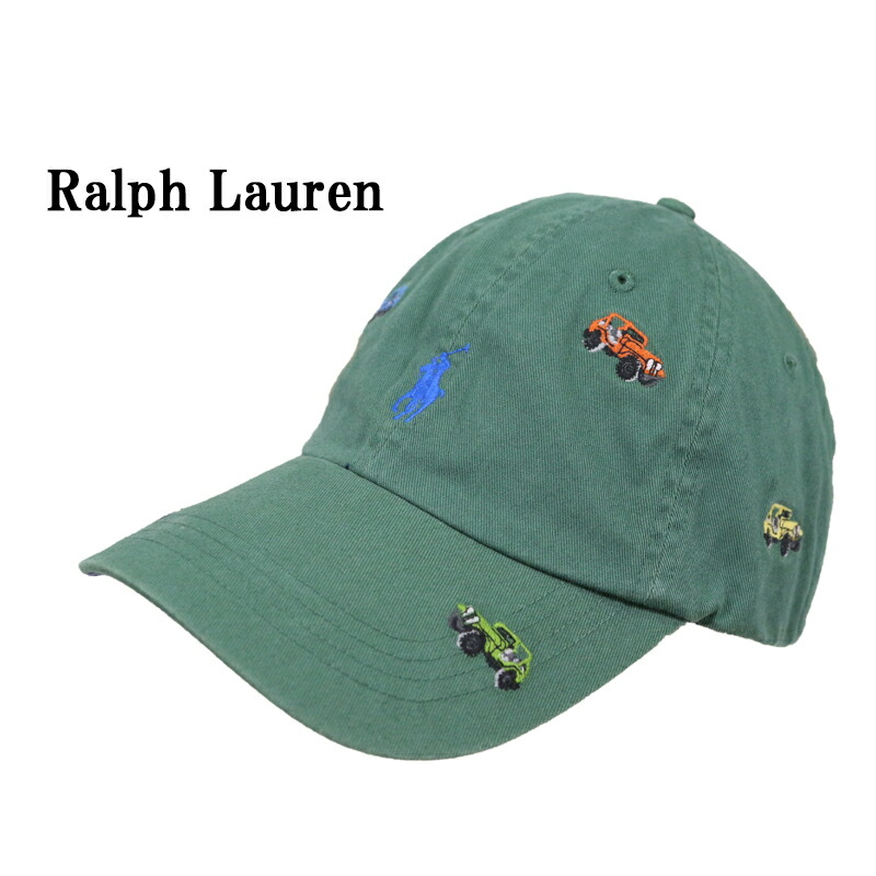 90s ポロラルフローレン コーデュロイ キャップ グリーン 刺繍ロゴ 90s