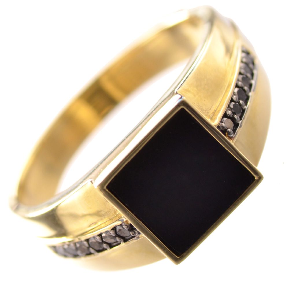 楽天市場】18金 印台 リング 指輪 メンズリング K18 18K オニキス