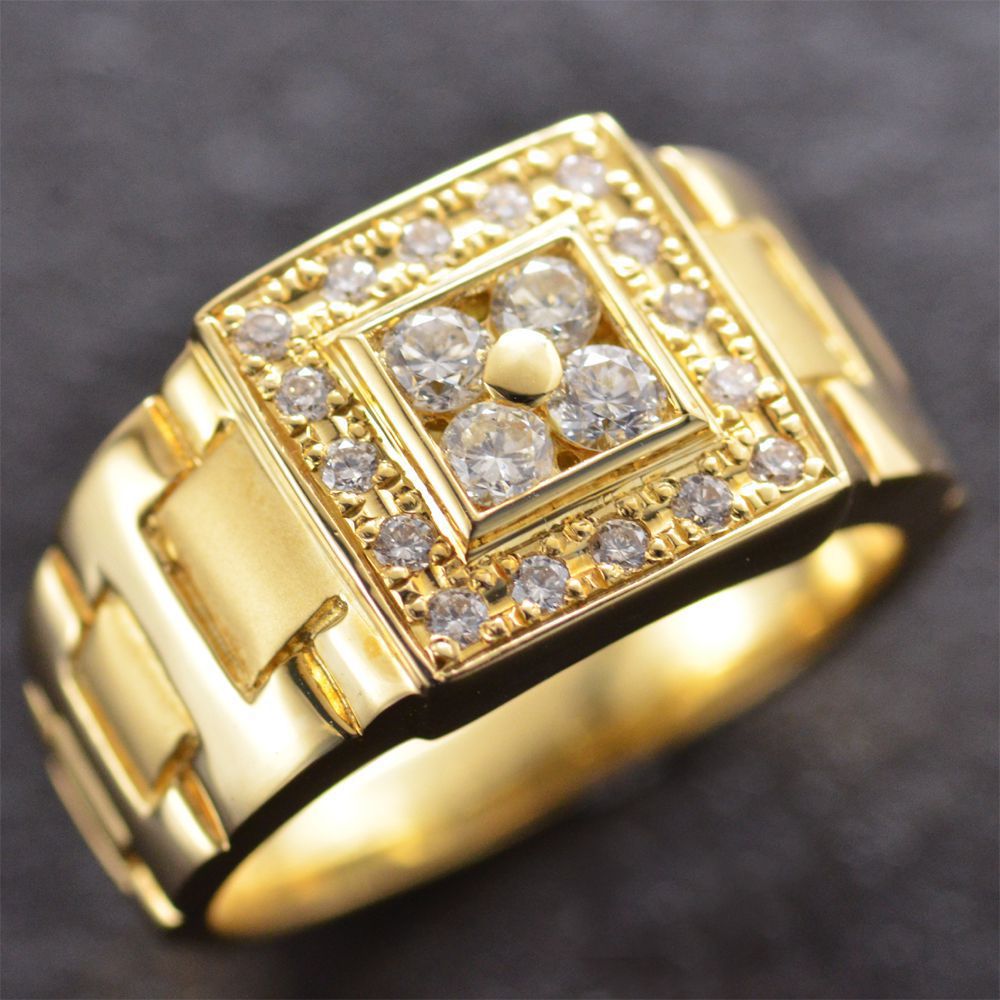 楽天市場】18金 印台 リング K18 18K 指輪 メンズリング ゴールド