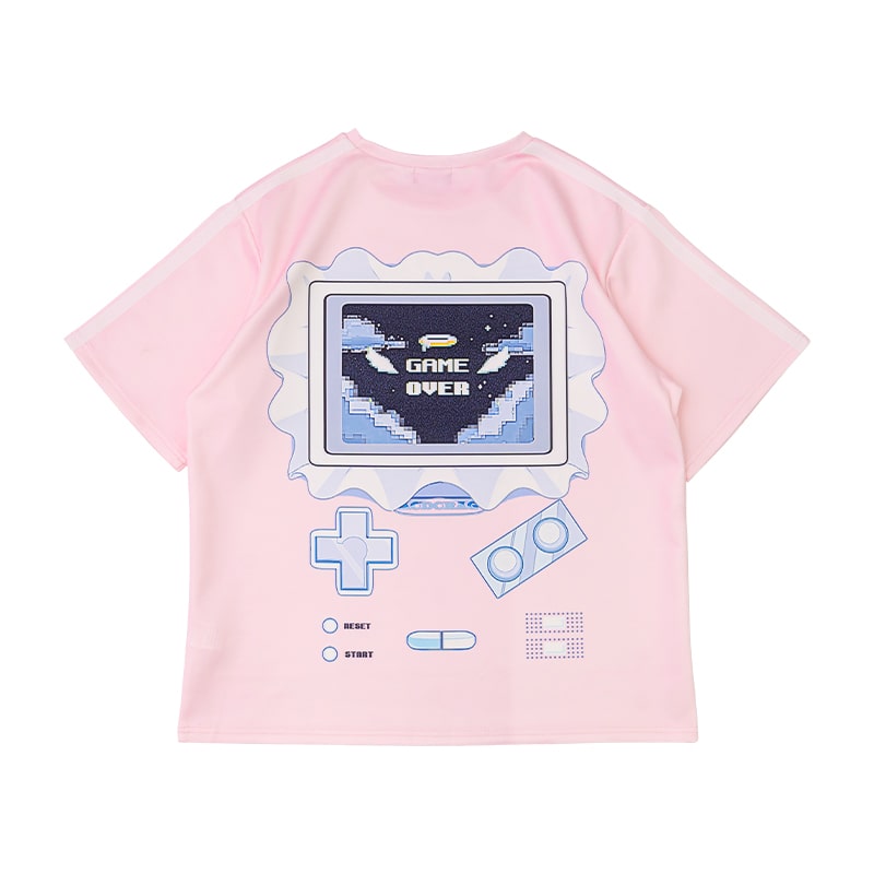 楽天市場】GAME OVER Tシャツ ピンク ジャージ 半袖 原宿 原宿系