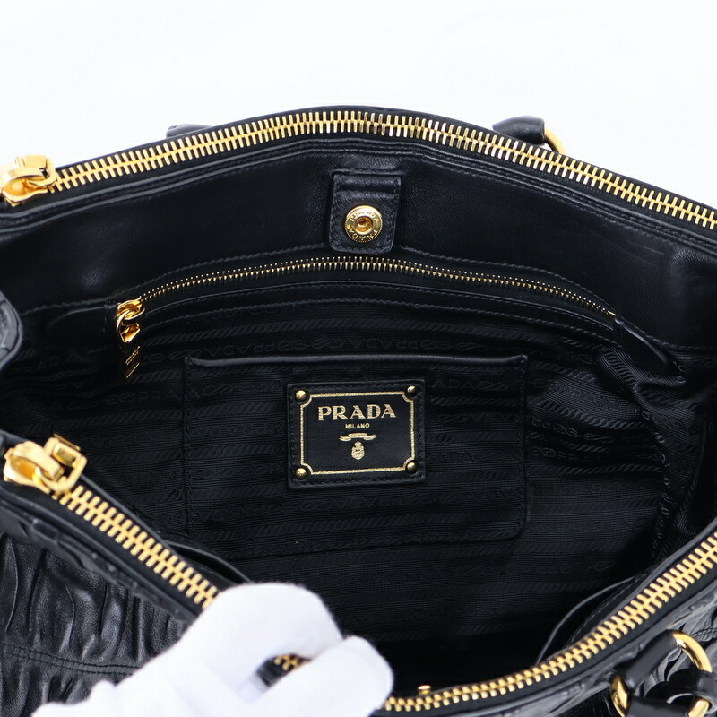 楽天市場】プラダ バッグ レディース ギャザードレザー トートバッグ